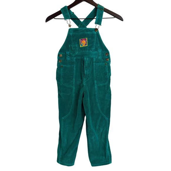 Vintage Happy Kids 90s Green Corduroy Overalls FLAW Boys - 7 - Picture 1 of 8